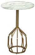 Dutchbone Salerno S Messing Bijzettafel Wit Marmer Small - 30 X 30cm.
