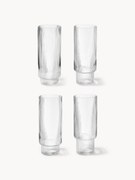 Mondgeblazen highballglazen Ripple met reliëfpatroon, 4-delig, 300 ml