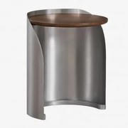 Set Van 2 Ronde Nachtkastjes In Mangohout En Roestvrij Staal Xireisa Ø45 Cm - ↑55 Cm - Sklum