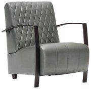 vidaXL Fauteuil echt leer grijs