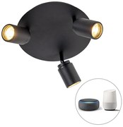 Smart badkamer Spot / Opbouwspot / Plafondspot zwart IP44 incl. 3 wifi GU10 - Ducha Modern GU10 IP44 rond Lamp