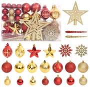 vidaXL 108-delige Kerstballenset goud en rood