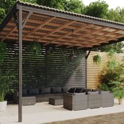 vidaXL 13-delige Loungeset met kussens poly rattan grijs