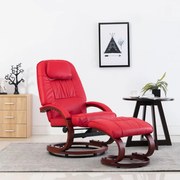 vidaXL Fauteuil verstelbaar met voetenbankje kunstleer rood