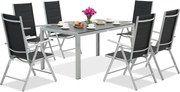 Aluminium tuinset met polywood Verona voor 6 personen Garden Point zwart-grijs