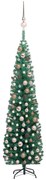 vidaXL Kunstkerstboom met LED's en kerstballen smal 240 cm groen