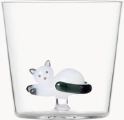 Handgemaakt waterglas Lying White Cat