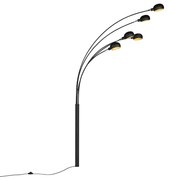 Boog zwart met gouden binnenkant 5-lichts - Sixties Marmo Binnenverlichting Lamp