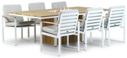 Tuinset 6 personen 220 cm Aluminium/Teak/Aluminium/teak Wit Santika Furniture Soray