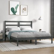 vidaXL Bedframe massief hout grijs 120x190 cm 4FT Small Double