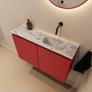 Mondiaz Ture DLux toiletmeubel 80cm fire met wastafel glace rechts zonder kraangat