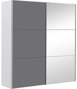 Goossens Kledingkast Easy Storage Sdk, 203 cm breed, 220 cm hoog, 1x 3 paneel glas schuifdeur li en 1x 3 paneel spiegel schuifdeur re