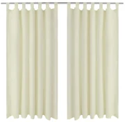 vidaXL Micro-Satijnen Gordijnen met Ringen 140 x 175 cm 2 stuks (Creme)