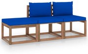 vidaXL 3-delige Loungeset pallet met kussens geïmpregneerd grenenhout