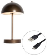 Buiten tafellamp donkerbrons oplaadbaar incl. LED 3-staps dimbaar - Keira