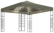 vidaXL Tuinpaviljoen met LED-lichtslinger 3x3 m taupe