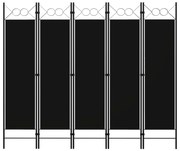 vidaXL Kamerscherm met 5 panelen 200x180 cm zwart