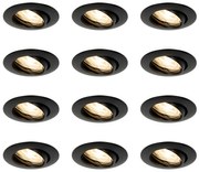 Set van 12 inbouwspots zwart GU10 35mm - Edu Modern GU10 rond Binnenverlichting Lamp