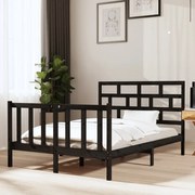 vidaXL Bedframe massief grenenhout zwart 120x190 cm 4FT Small Double