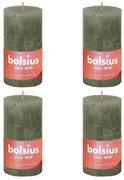 Bolsius Stompkaarsen Shine 4 st rustiek 130x68 mm fris olijfkleurig