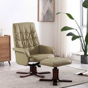 vidaXL Fauteuil verstelbaar met voetenbankje kunstleer cappuccino