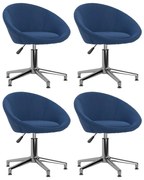 vidaXL Eetkamerstoelen draaibaar 4 st stof blauw