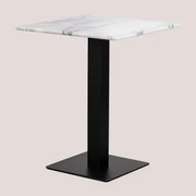 Vierkante Bar Tafel Van Livanto Marmer Wit Marmer & ↔︎ 60 Cm & Zwart - Sklum