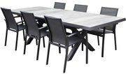 Malaga New Delhi dining tuinset uitschuifbaar 204-264x103xH74,5 cm 7 delig  aluminium