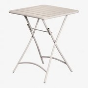 Vierkante Stalen Opklapbare Tuintafel (60x60 Cm) Janti Tapioca Beige - Sklum