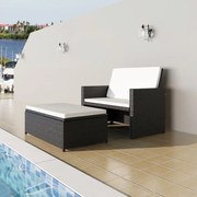 vidaXL 2-delige Loungeset met kussens poly rattan zwart