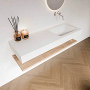 Zaro Alan badmeubel 130cm met planchet washed oak en vrijhangende wastafel cloud rechts zonder kraangat talc