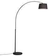 Moderne booglamp zwart met zwarte stoffen kap - Arc Basic