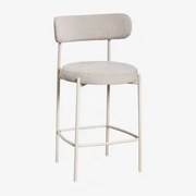 Anisa 65cm Hoge Kruk Met Gestoffeerde Rugleuning Tapioca Beige & Stof Chenille Gebroken Wit - Sklum