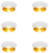 Set van 6 Moderne inbouwspot wit met gouden binnenkant - Insta