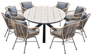Garden Impressions Lucas tuinset 9-delig bruin - Tulli tuintafel ovaal 280x140 cm light teak look