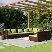 vidaXL 8-delige Loungeset met kussens poly rattan bruin