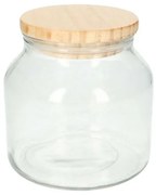 Voorraadpot met houten deksel, glas, middel