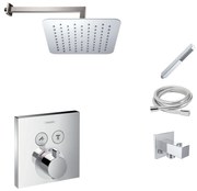 Hansgrohe Shower Select inbouw douchekraan met Mueller Cube 20cm douchekop en wandarm regendouche chroom