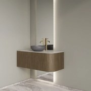 Gliss Design Alluro badmeubel ribbelfront met ronding rechts 100cm ash grey en wit marmer toppaneel