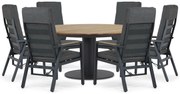 Tuinset Ronde Tuintafel 6 personen 160 cm Aluminium/teak Grijs  Lifestyle Garden Furniture Marseille/Salerno