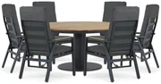 Tuinset Ronde Tuintafel 6 personen 160 cm Aluminium/teak Grijs  Lifestyle Garden Furniture Marseille/Salerno