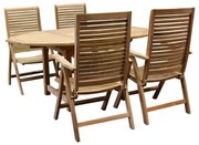 Arona Ovaal uitschuifbare dining tuinset 160-210x100 cm blad 2,8 cm 5-delig teakhout