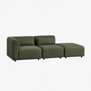 Modulaire Hoekbank Van 2 Delen Met Poef Fogler Chenille Groen – Salie - Sklum