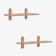 Set Van 2 Houten Wandplanken Veleta Mangohout & ↔︎ 80 Cm - Sklum