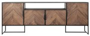 DTP Home Criss Cross TV-dressoir Zwart Met Visgraat - 200x40x75cm.