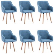 vidaXL Eetkamerstoelen 6 st stof blauw