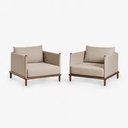 Set Van 2 Fauteuils Van Acaciahout Olivia Donker Acaciabruin - Sklum