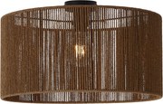 Plafondlamp zwart met bruine papieren kap 50/50/25 - Combi