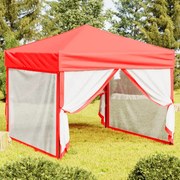 vidaXL Partytent inklapbaar met zijwanden 3x3 m rood