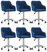 vidaXL Eetkamerstoelen draaibaar 6 st stof blauw